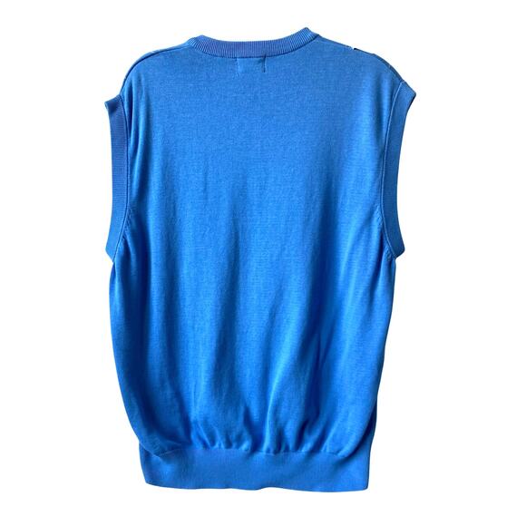 Greg Norman Golf Sweater Vest Men L Blue Quilted Diamond Pima Cotton Grandpa - Picture 2 of 7